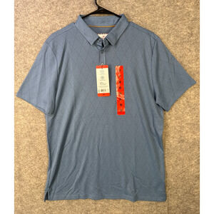 NWT Modern Ambition Polo Shirt Men's Medium Blue Short Sleeve Diagonal Pattern